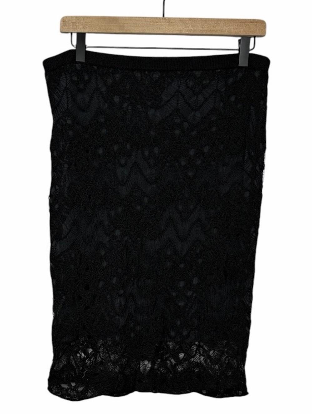 Eileen Fisher Black Lace Overlay Pencil Skirt